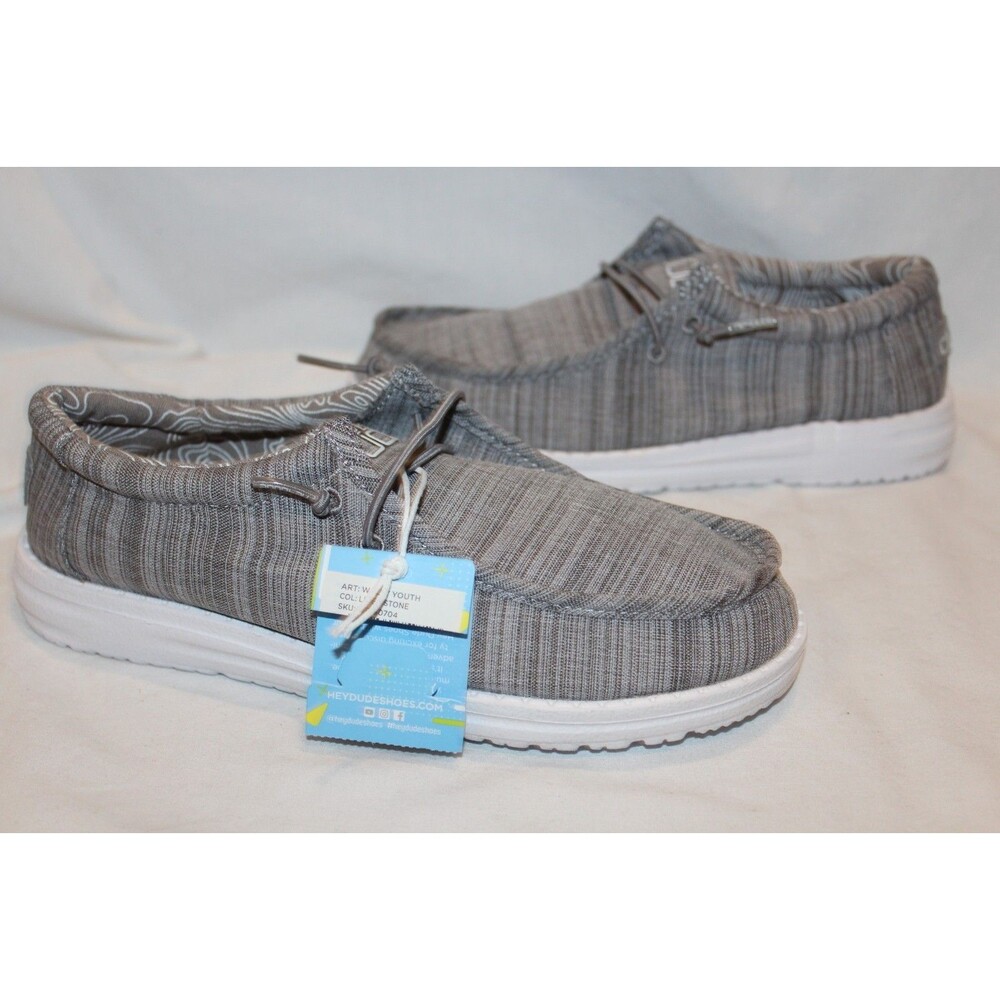 Hey Dude Wendy Boho YOUTH 5 WOMEN 6.5 Gray Lightweight Slip On Shoes NWT
